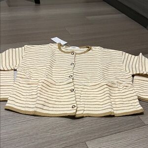 Striped Cream and Tan Cardigan